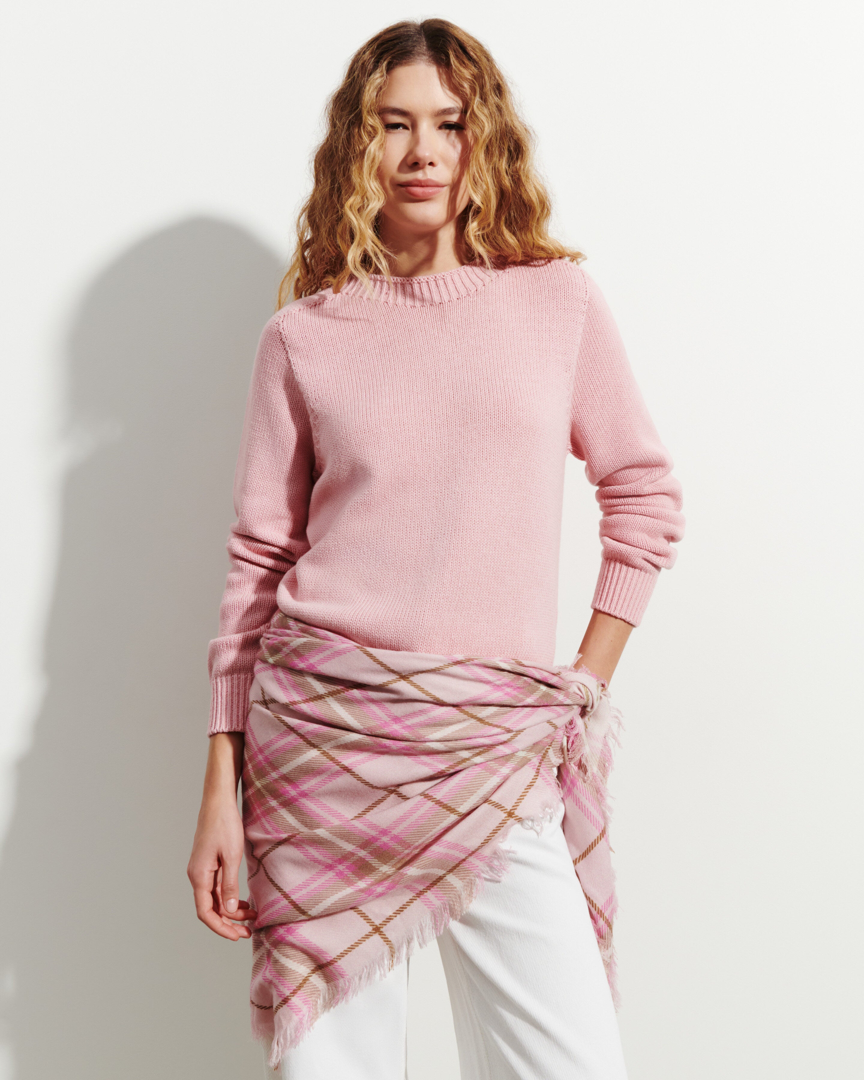 Carré en twill imprimé-CERISIER/CARAMEL-100% cachemire