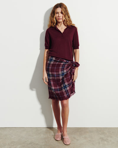 Carré en twill imprimé-OXALIS/MARINE-100% cachemire