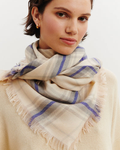 Grand carré tartan-ECRU VINTAGE/MILLET-100% cachemire