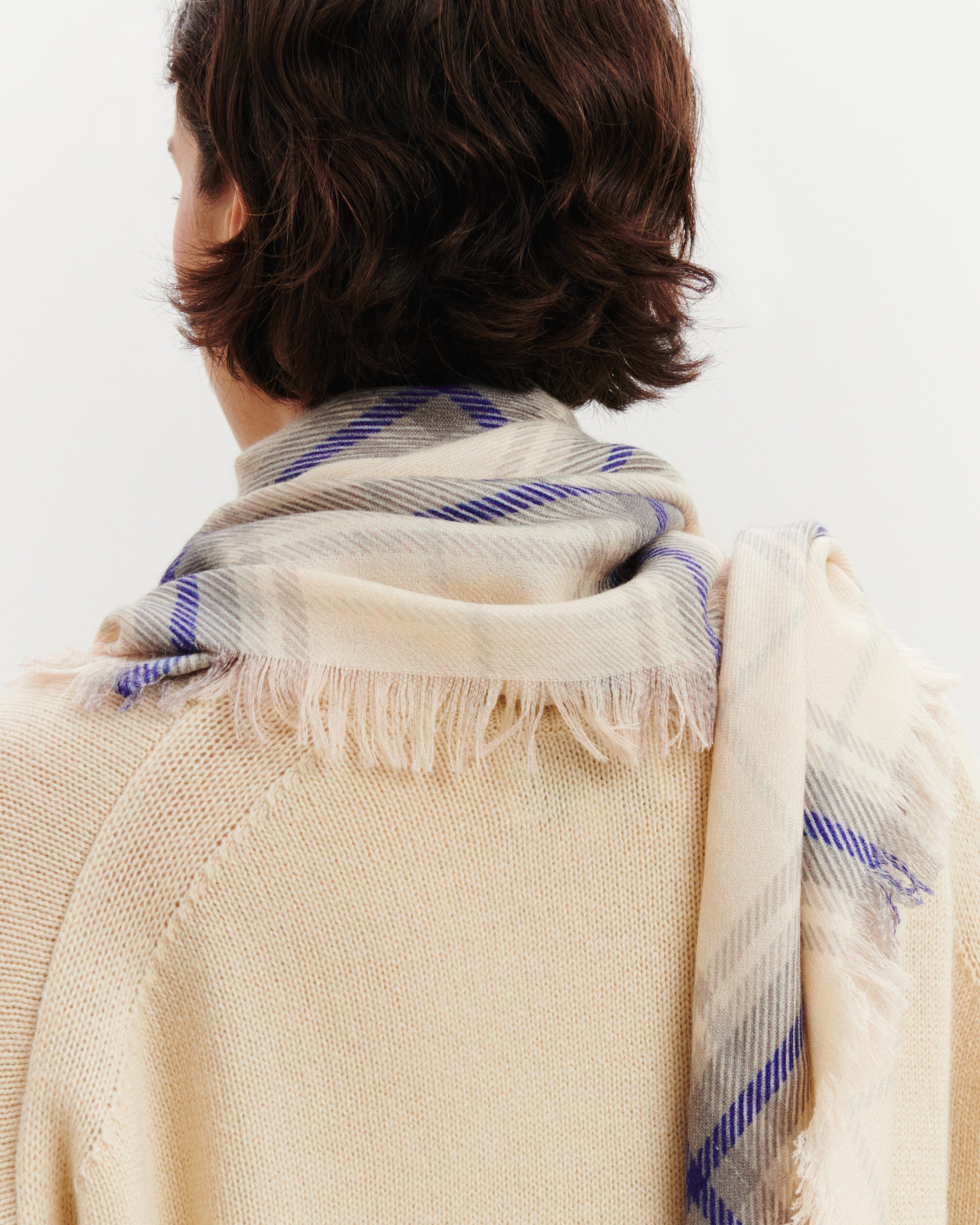 Grand carré tartan-ECRU VINTAGE/MILLET-100% cachemire