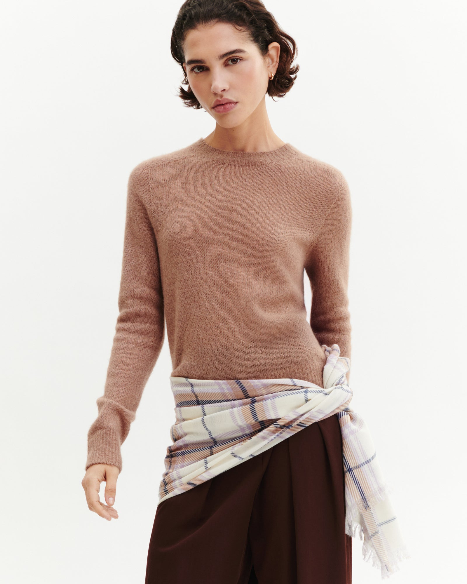 Etole en twill imprimée-NATUREL/JACINTHE-100% cachemire