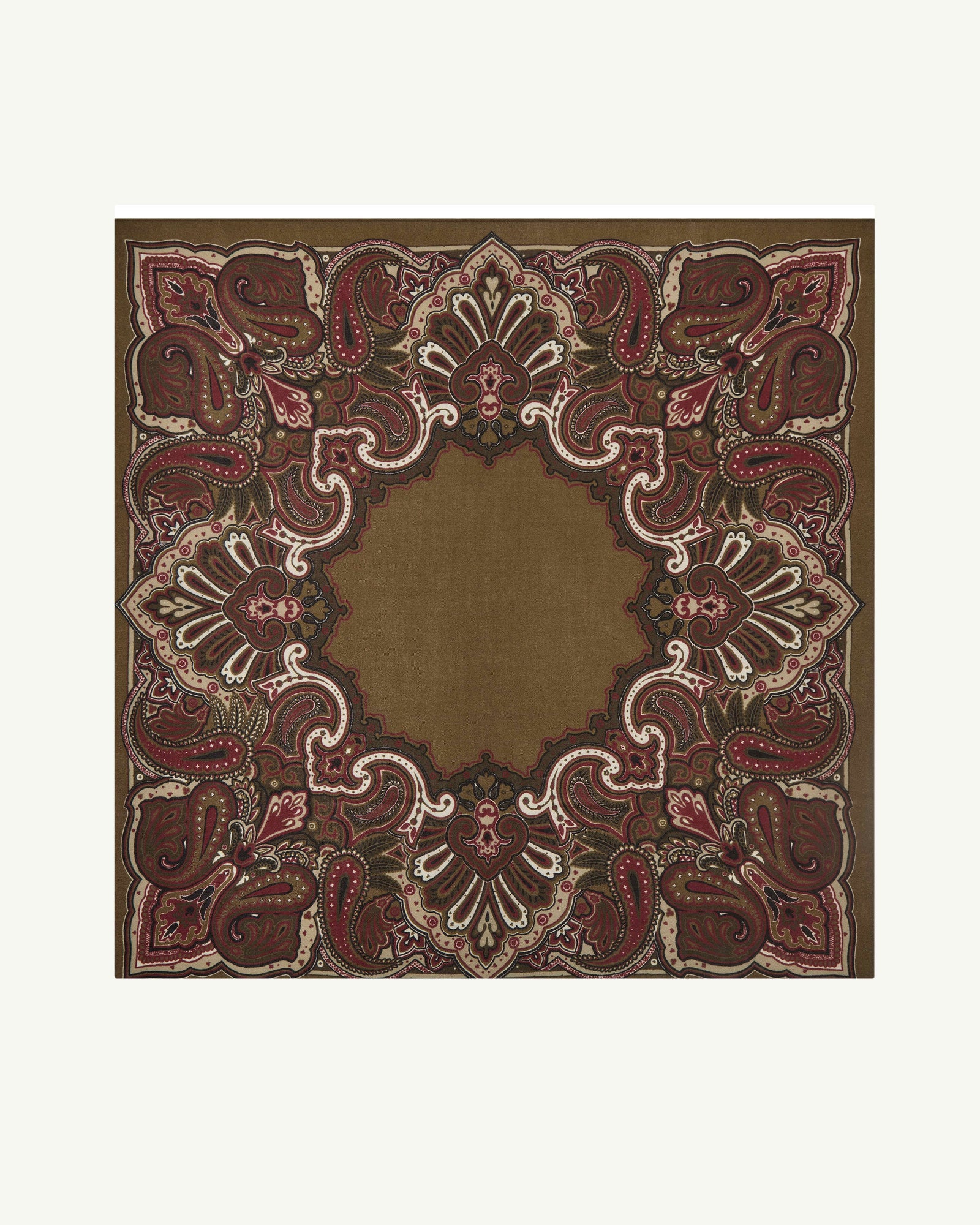 Carré Stan Paisley-ARGILE/OLIVE-100% cachemire