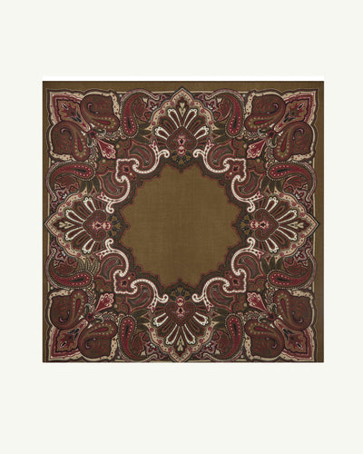 Carré Stan Paisley-ARGILE/OLIVE-100% cachemire