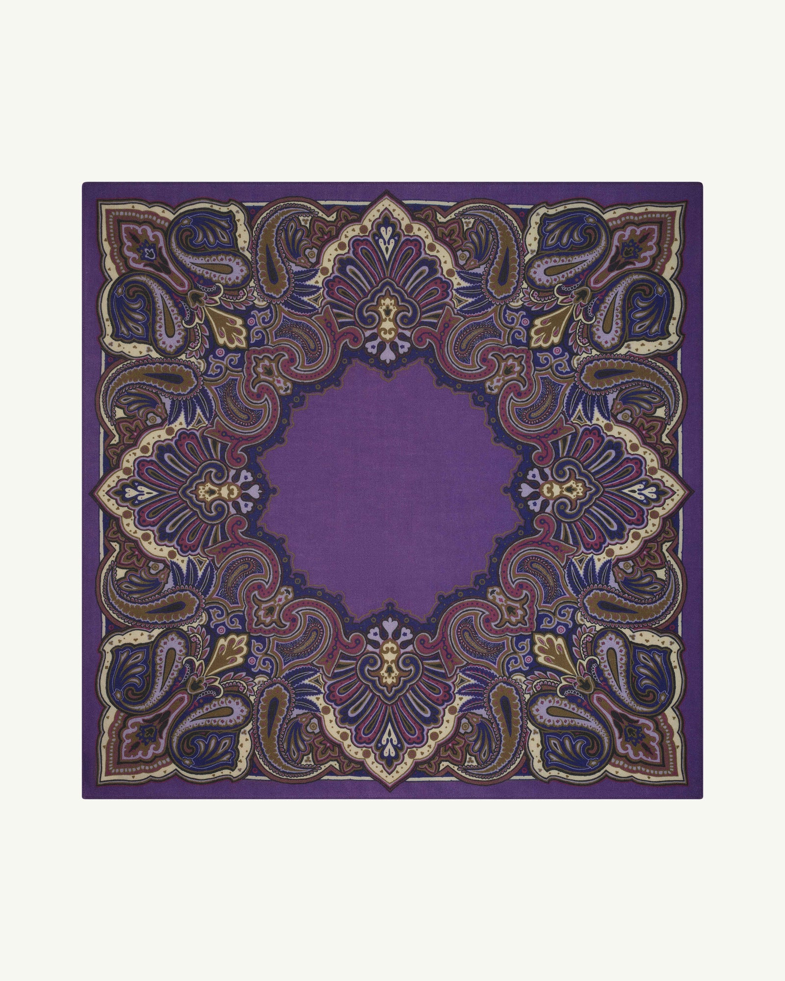 Carré Stan Paisley-CYCLAMEN/ULTRAVIOLET-100% cachemire