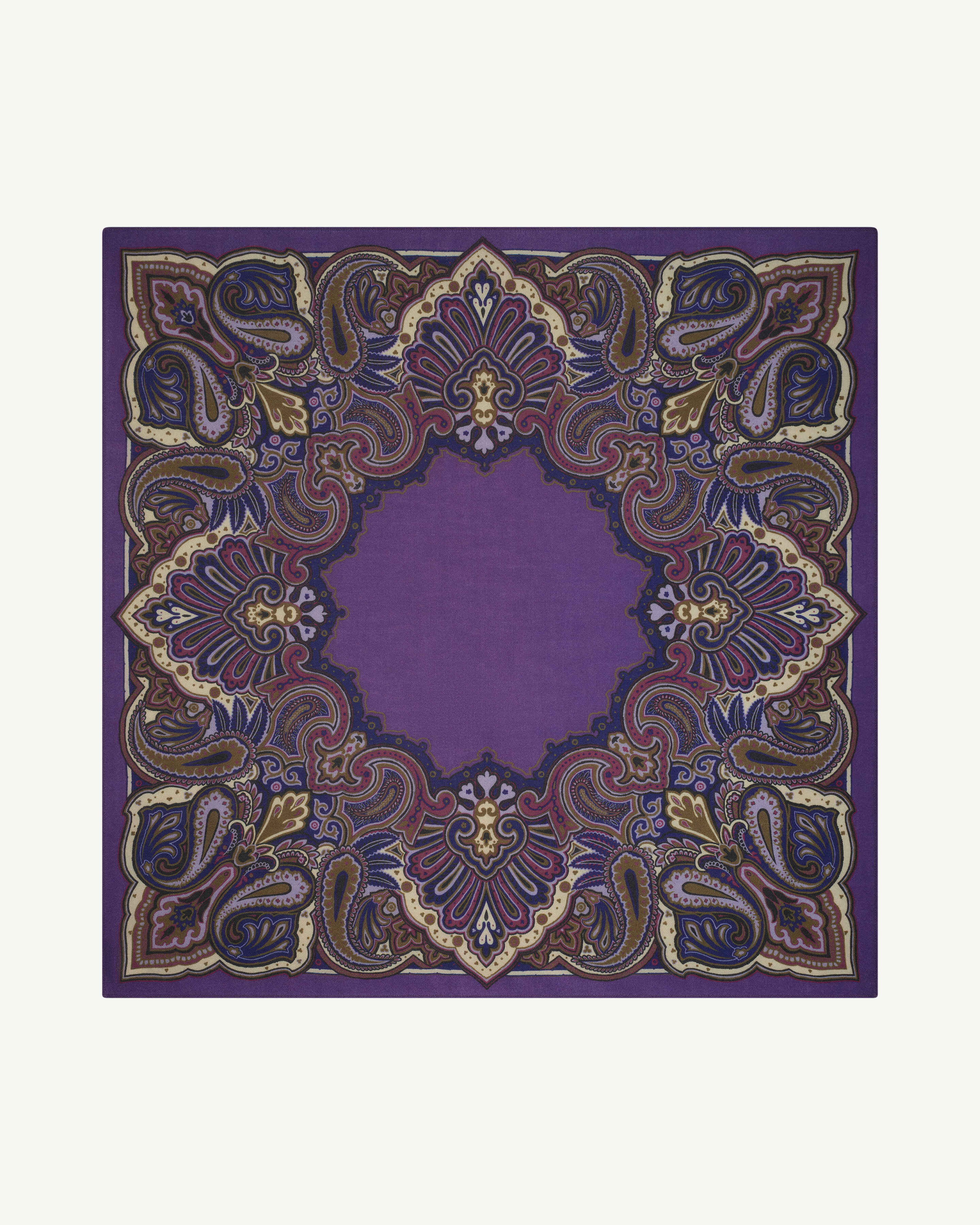 Carré Stan Paisley-CYCLAMEN/ULTRAVIOLET-100% cachemire