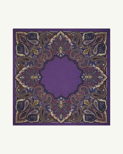 Carré Stan Paisley-CYCLAMEN/ULTRAVIOLET-100% cachemire