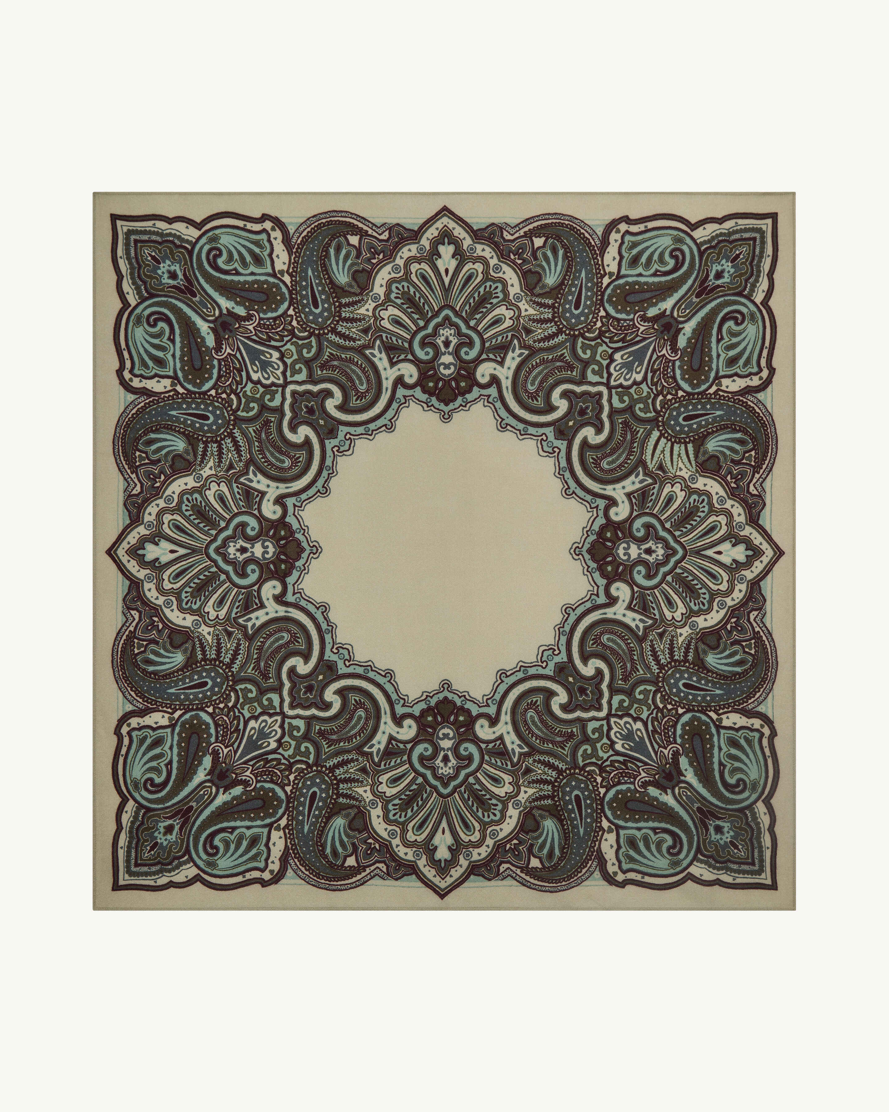 Carré Stan Paisley-AVOINE/VERT DE GRIS-100% cachemire