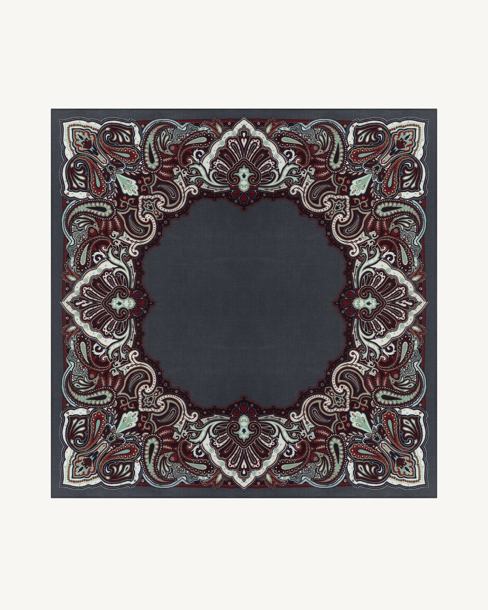 Carré Stan Paisley-BLEU GRANIT/ROUGE D'ORIENT-100% cachemire