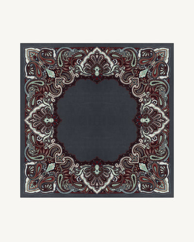 Carré Stan Paisley-BLEU GRANIT/ROUGE D'ORIENT-100% cachemire