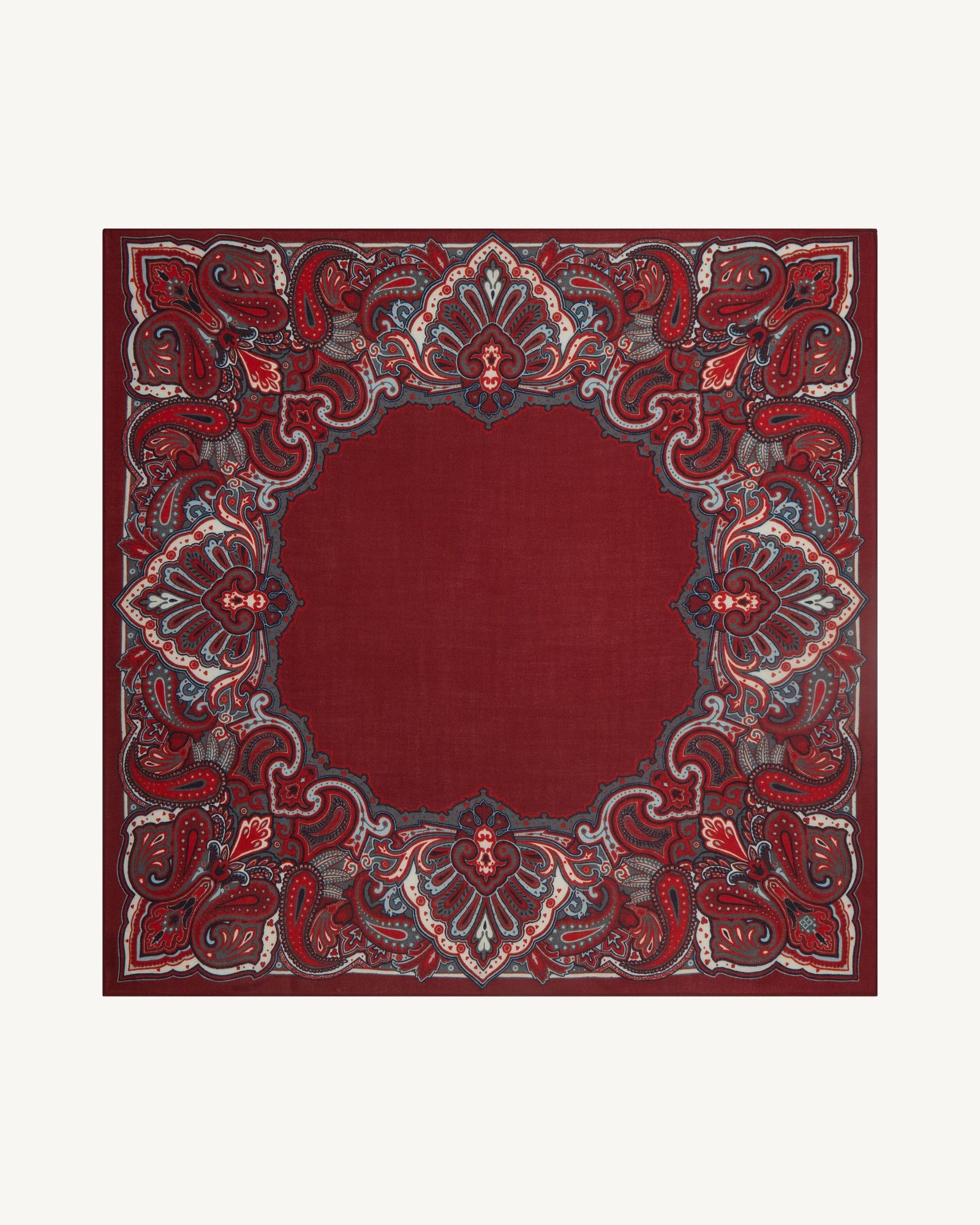 Carré Stan Paisley-ROUGE D'ORIENT/NATUREL-100% cachemire