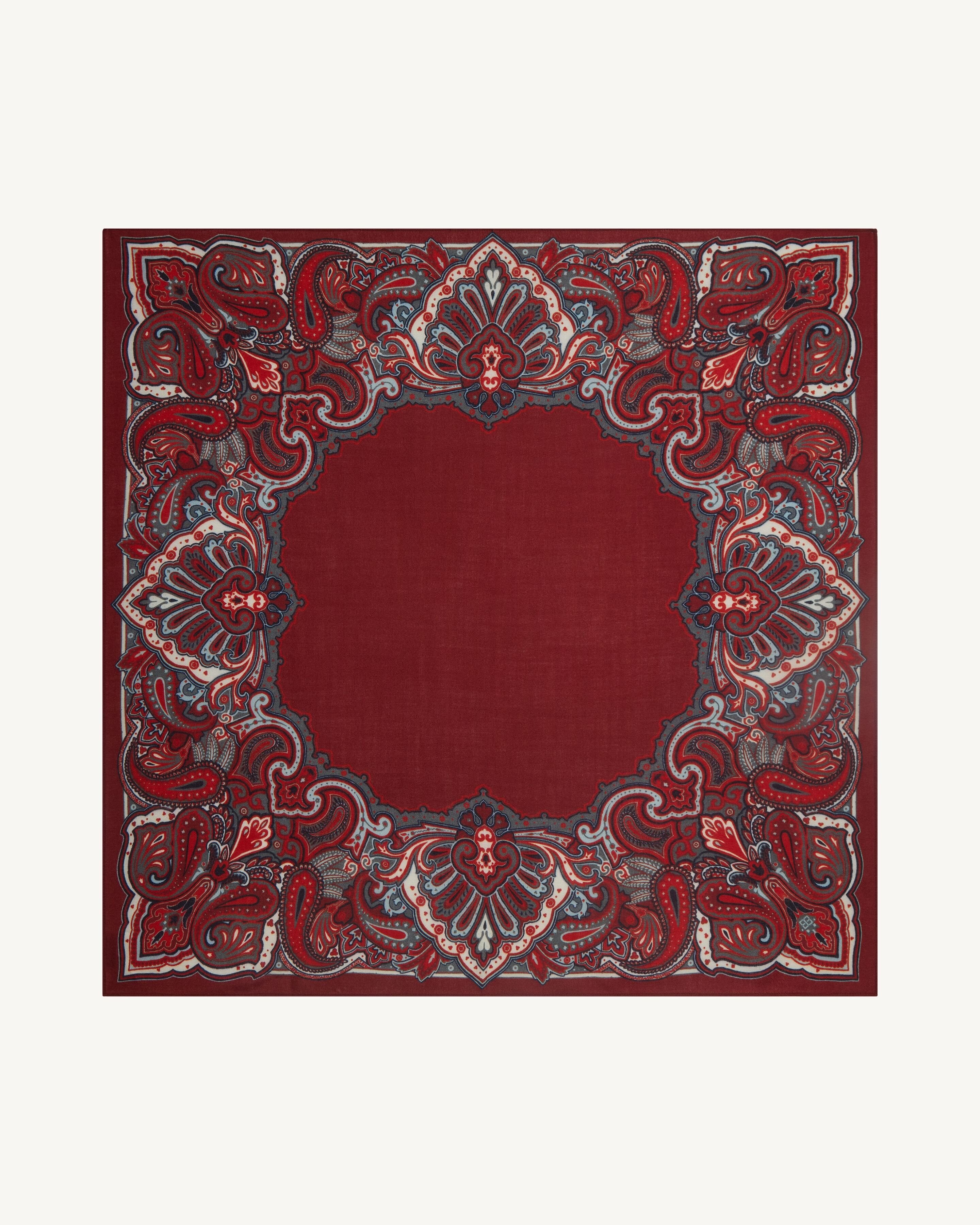 Carré Stan Paisley-ROUGE D'ORIENT/NATUREL-100% cachemire