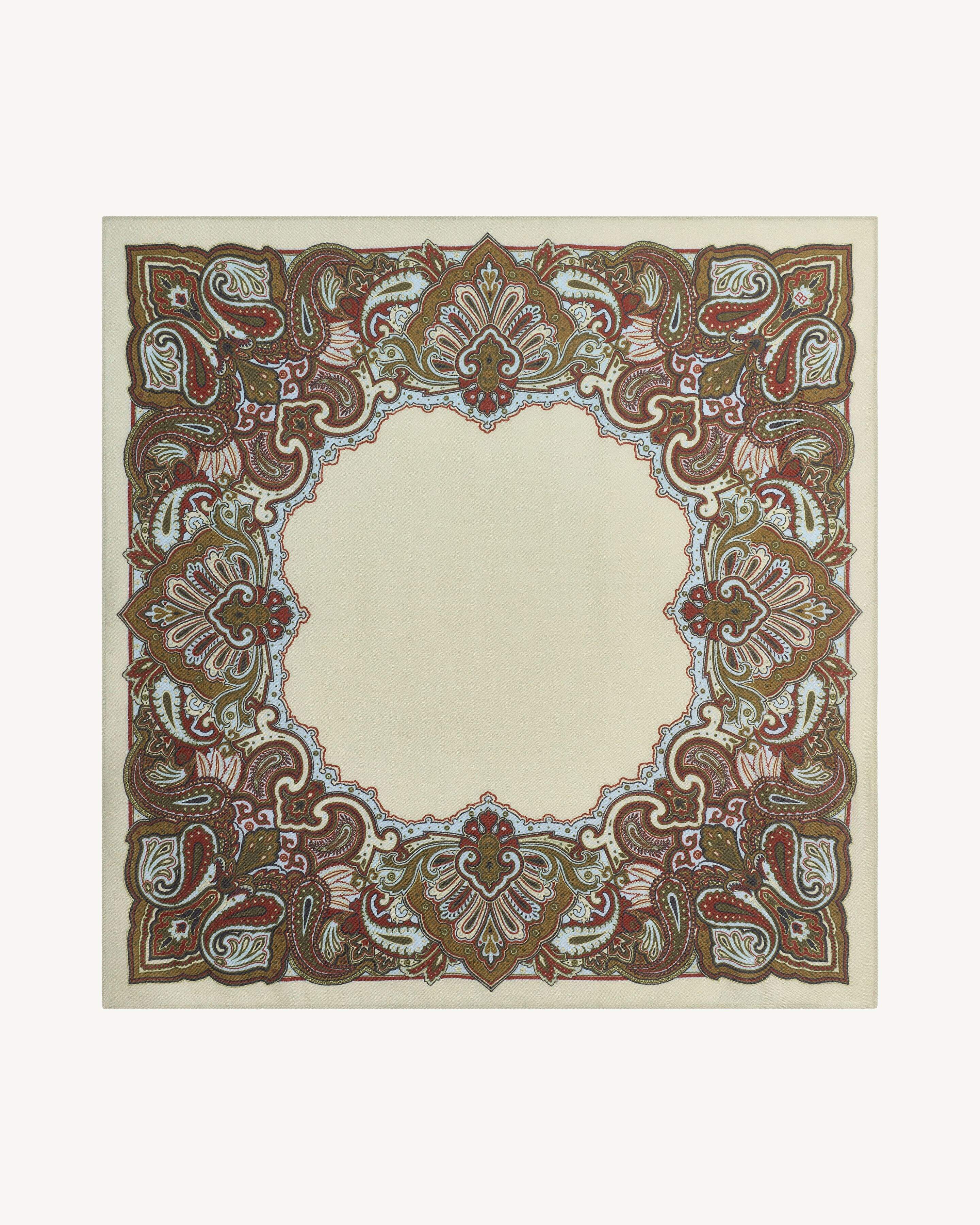 Carré Stan Paisley-AVOINE/BLEU GLACIER-100% cachemire