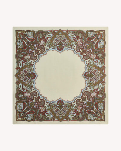 Carré Stan Paisley-AVOINE/BLEU GLACIER-100% cachemire
