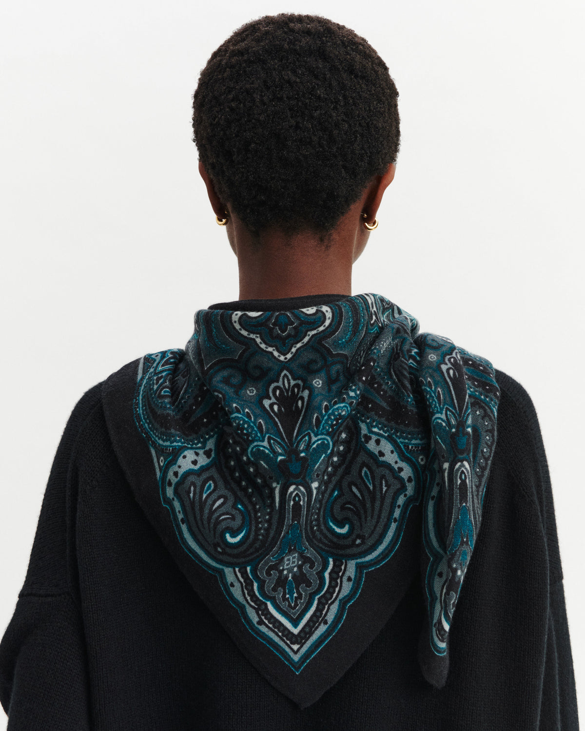 Carré Stan Paisley-NOIR/GUNMETAL-100% cachemire
