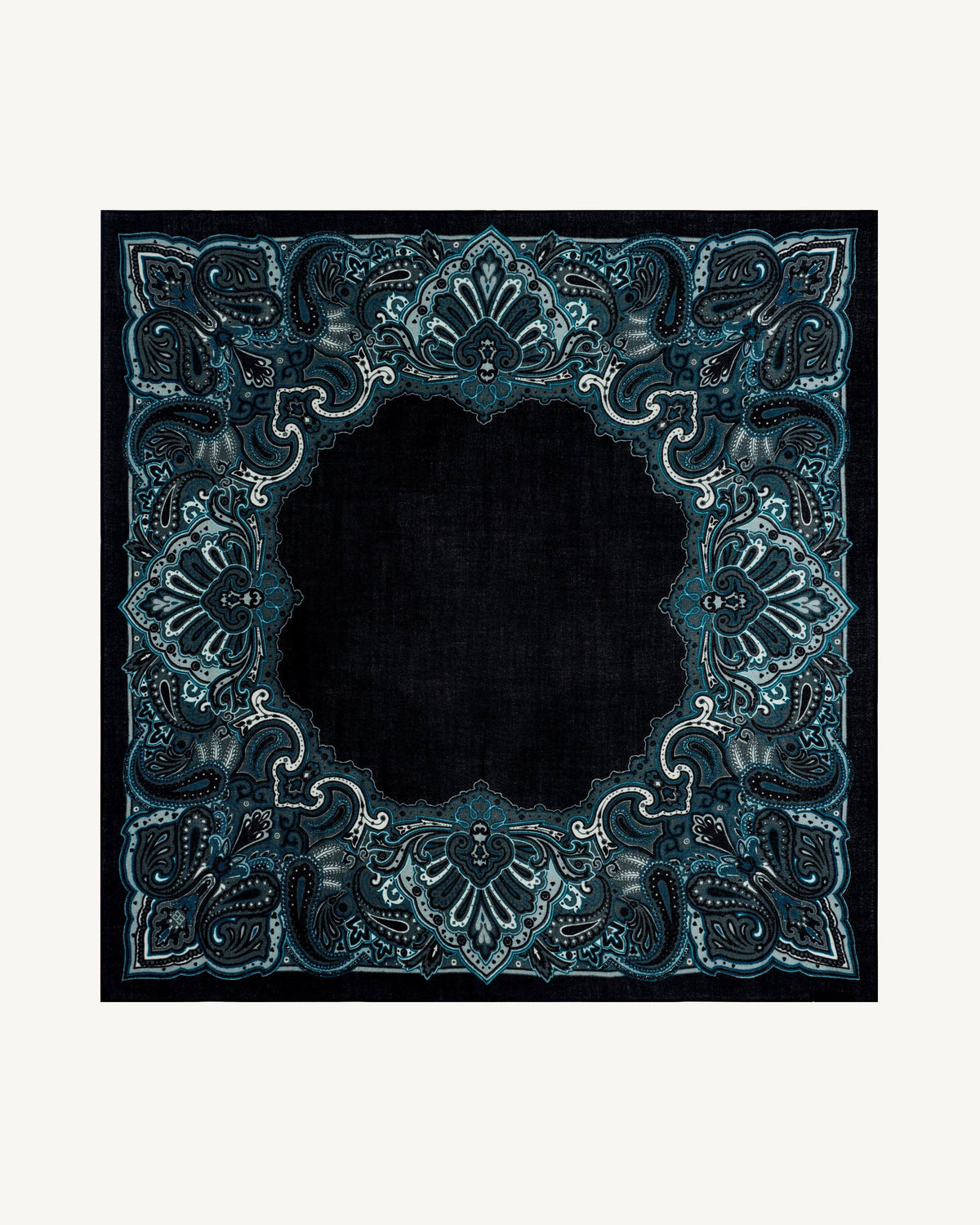Carré Stan Paisley-NOIR/GUNMETAL-100% cachemire
