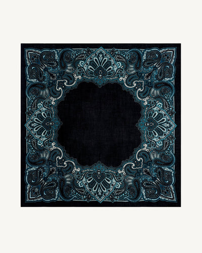 Carré Stan Paisley-NOIR/GUNMETAL-100% cachemire