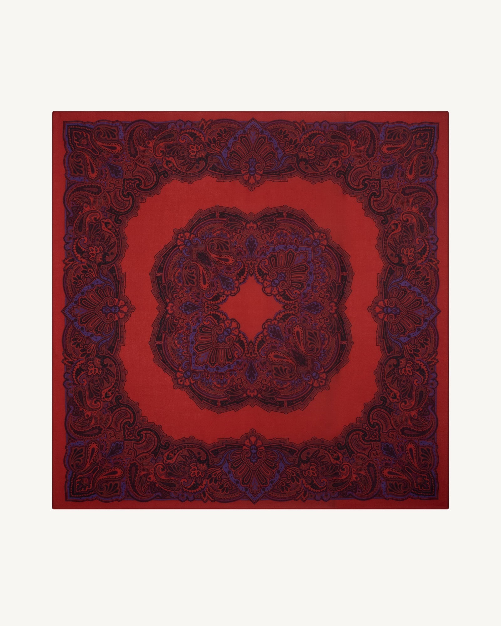 Grand carré imprimé-ROUGE QUARANTE/CYCLAMEN-100% cachemire