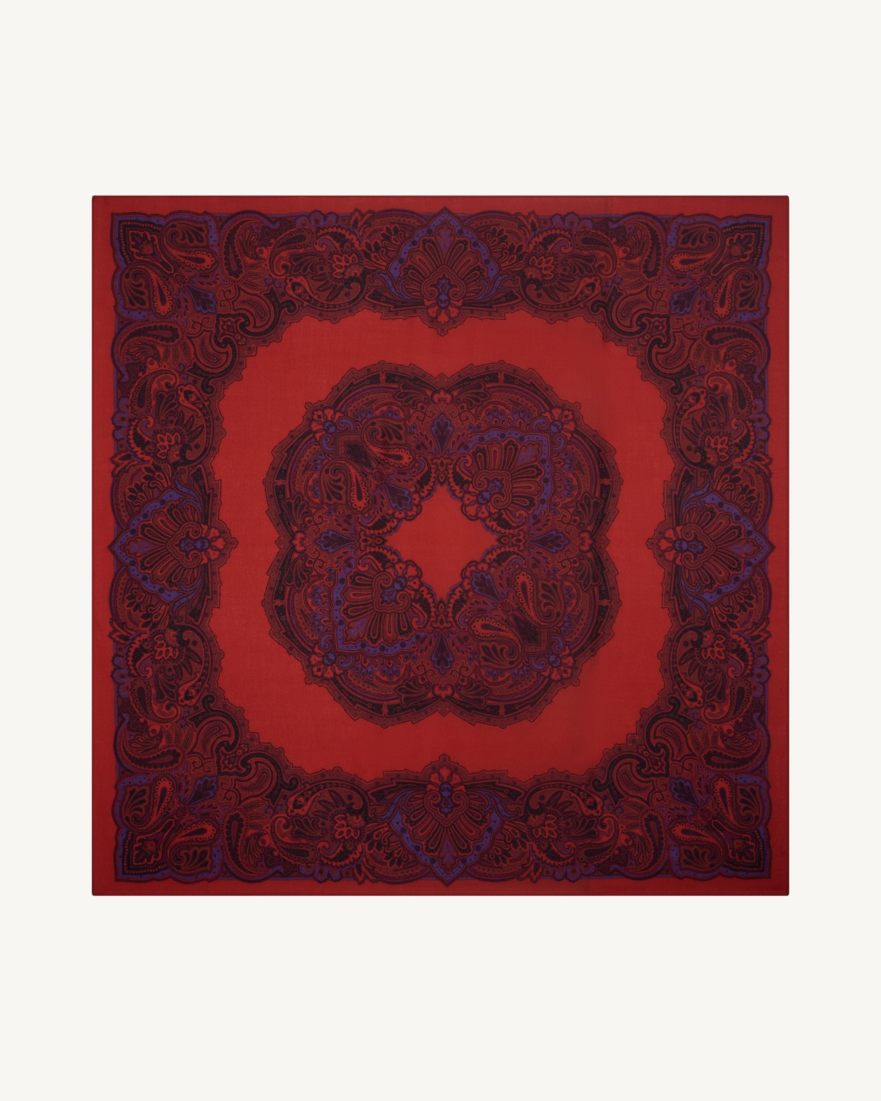 Grand carré imprimé-ROUGE QUARANTE/CYCLAMEN-100% cachemire