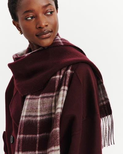 Écharpe tartan à franges-GRENAT/MILLET-100% cachemire