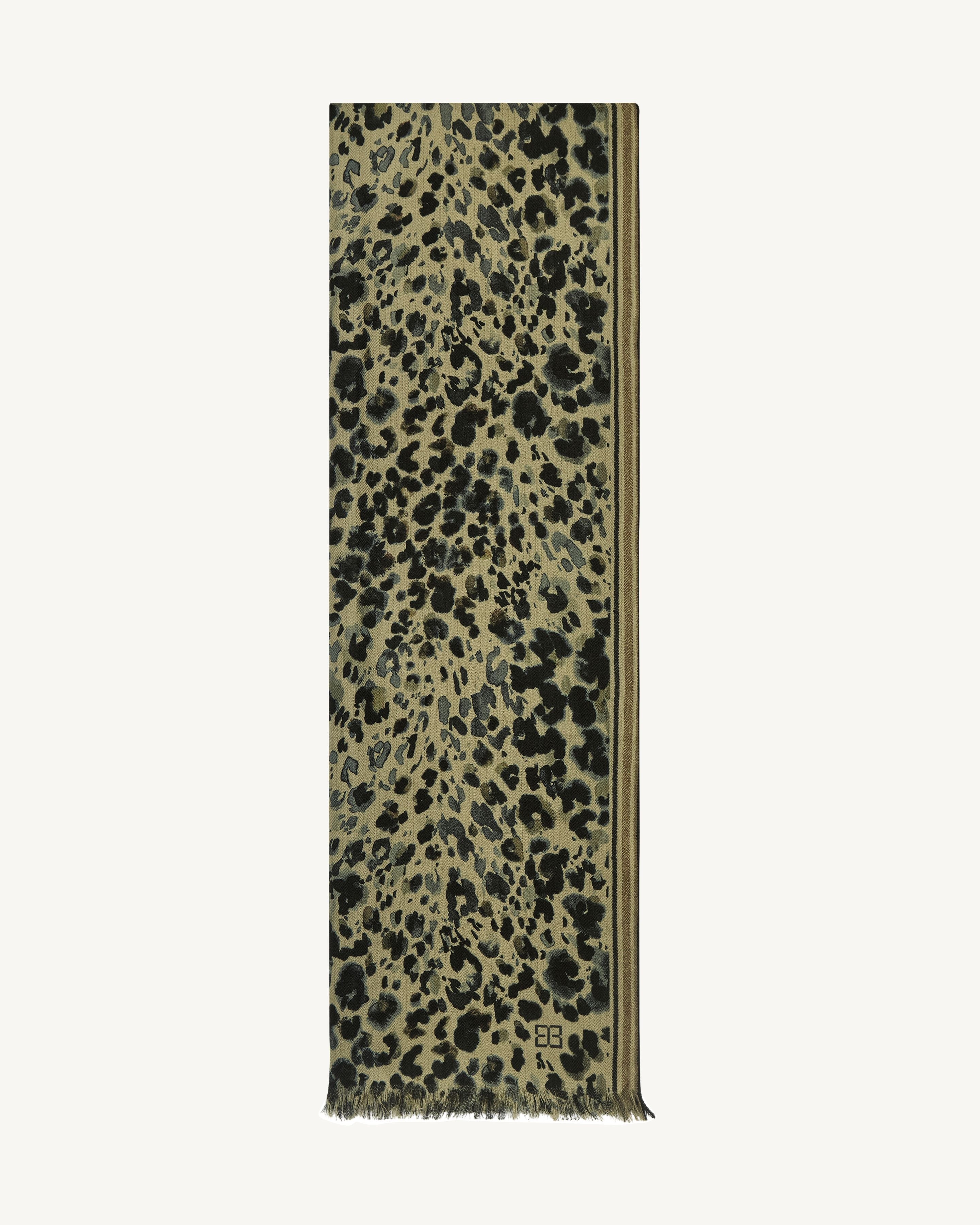 Étole imprimée-BEIGE CENDRE-100% cachemire