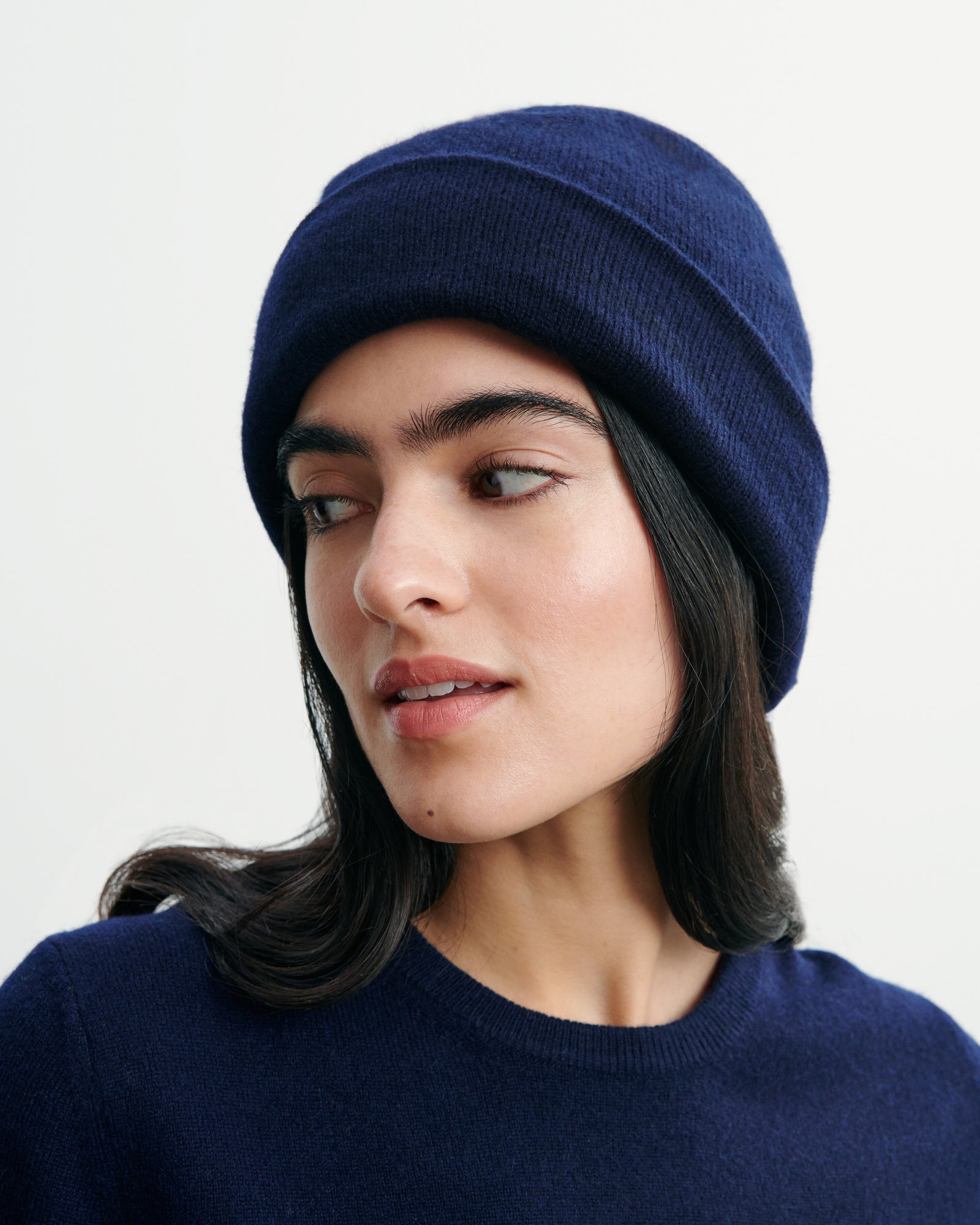 Bonnet double face-MARINE-100% cachemire