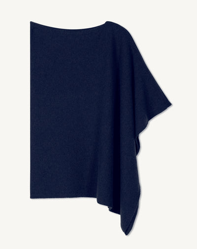 Poncho long-MARINE-100% cachemire