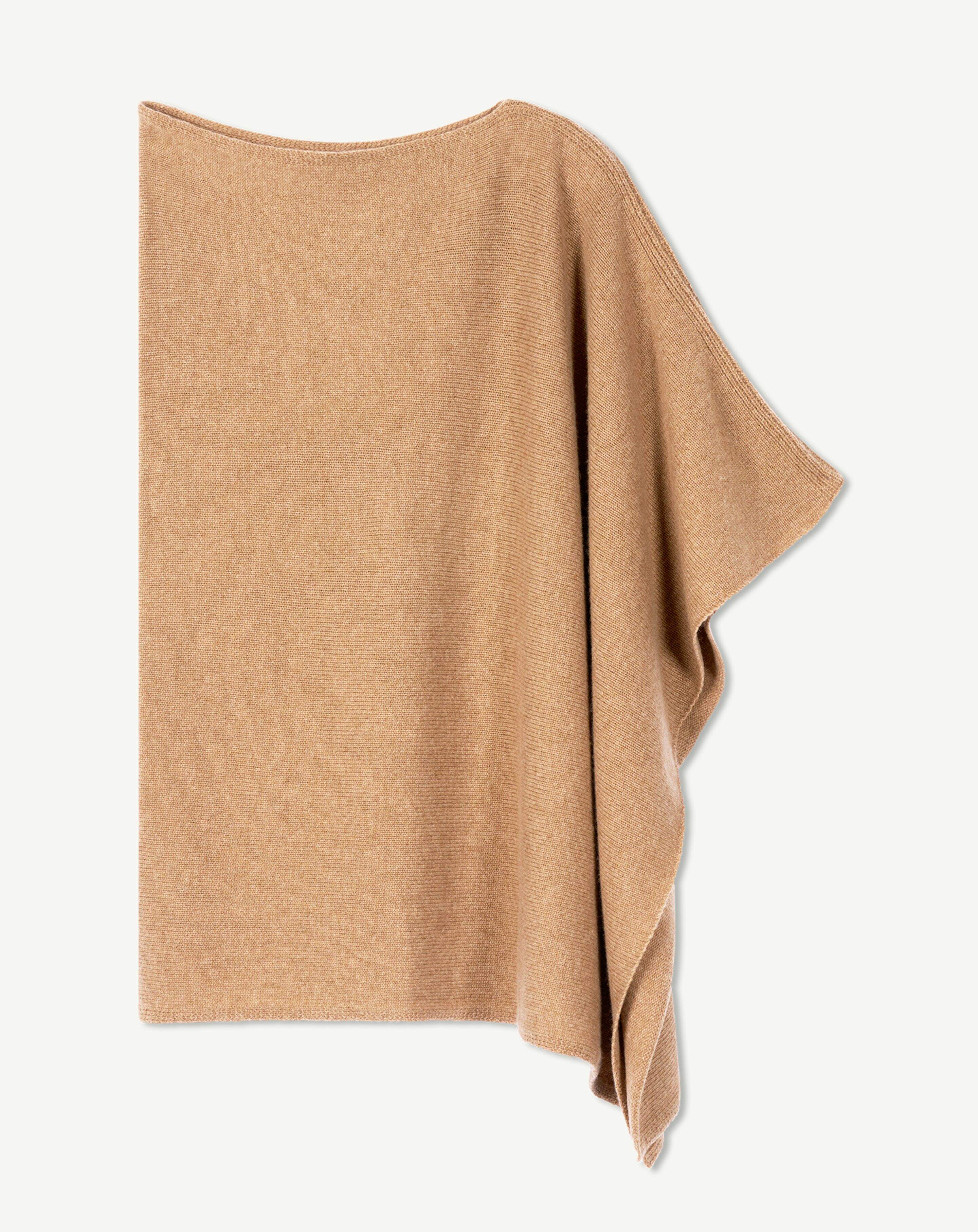 Poncho long-CARAMEL-100% cachemire