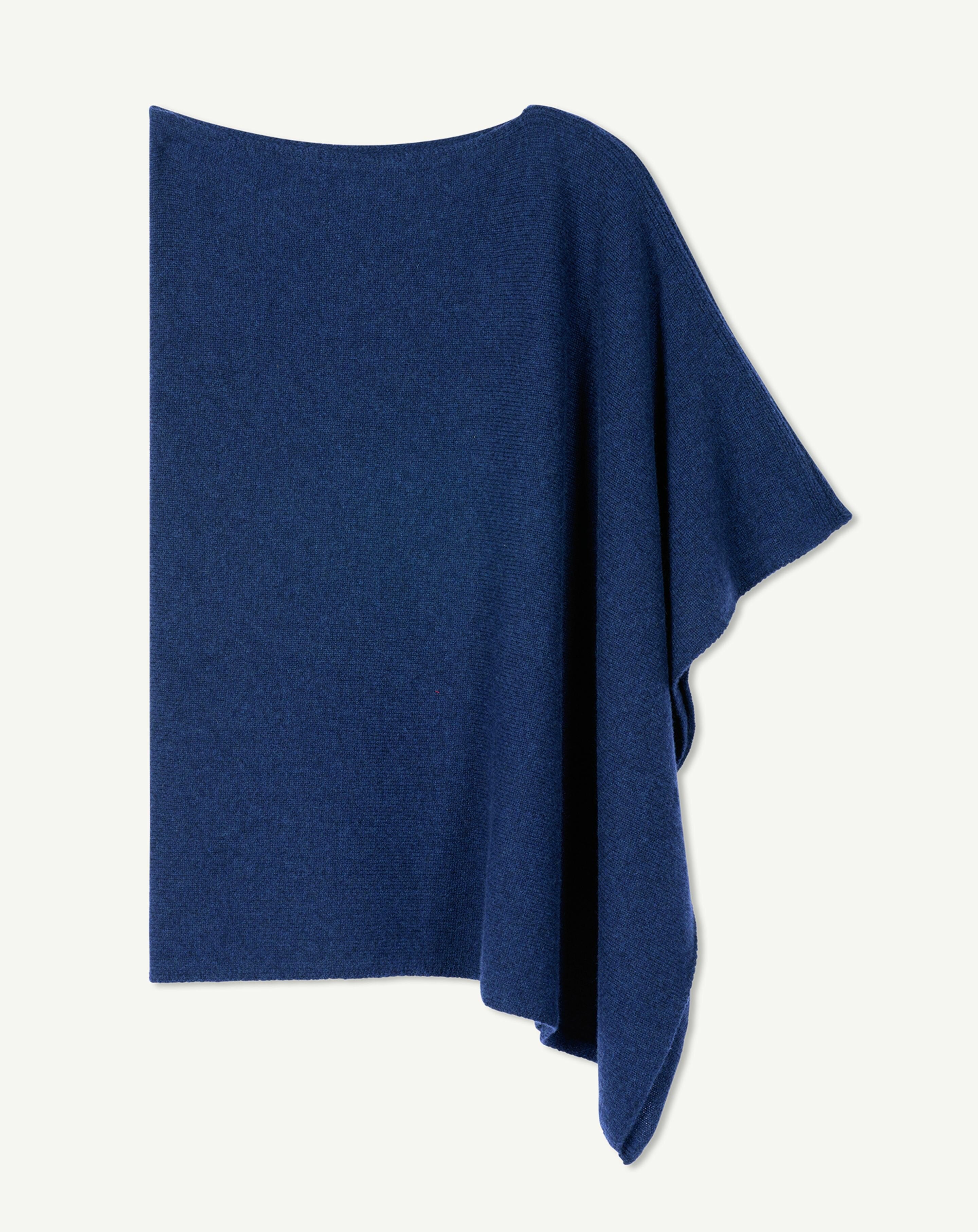 Poncho long-BLEU NOCTURNE-100% cachemire