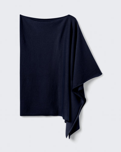 Poncho long-MARINE-100% cachemire