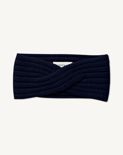 Bandeau croisé à côtes-MARINE-100% cachemire