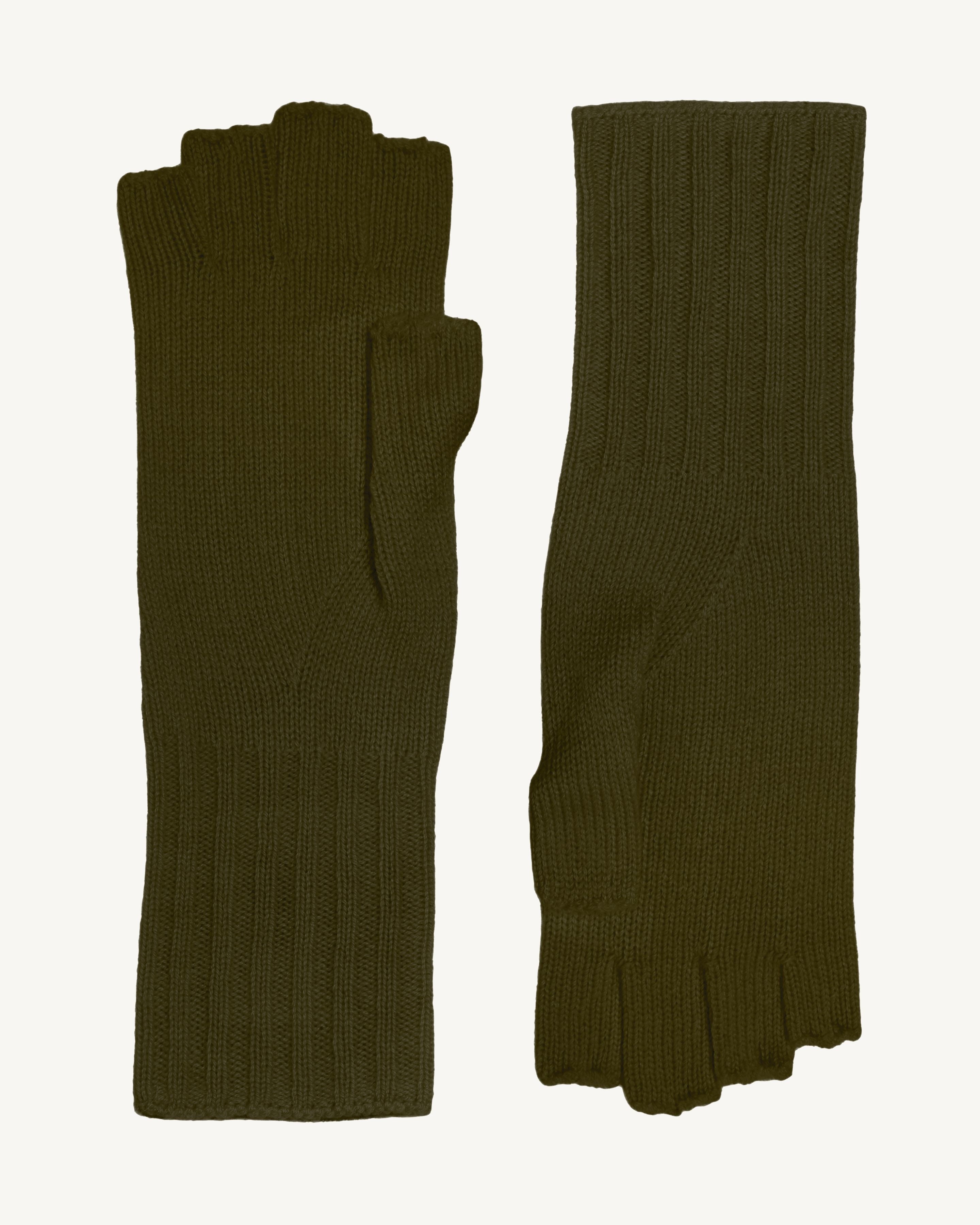 Mitaines-KAKI KOMBU-100% cachemire