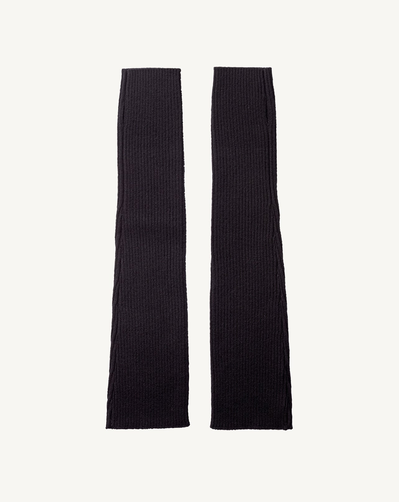 Mitaines longues à côtes-NOIR-100% cachemire