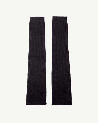 Mitaines longues à côtes-NOIR-100% cachemire