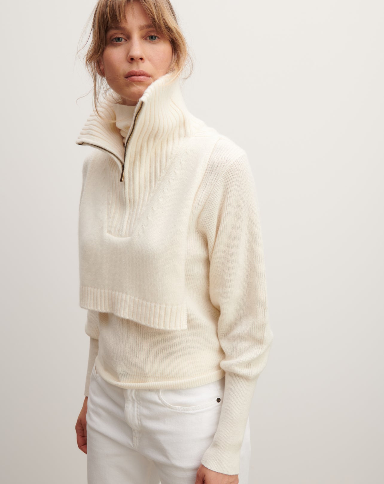 Plastron col camionneur-NATUREL-100% cachemire