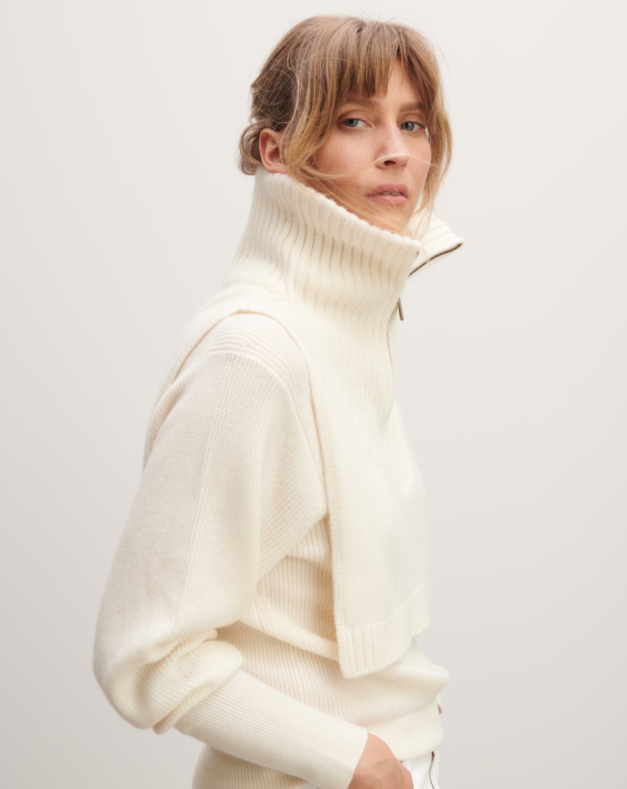 Plastron col camionneur-NATUREL-100% cachemire