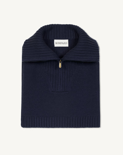 Plastron col camionneur-MARINE-100% cachemire