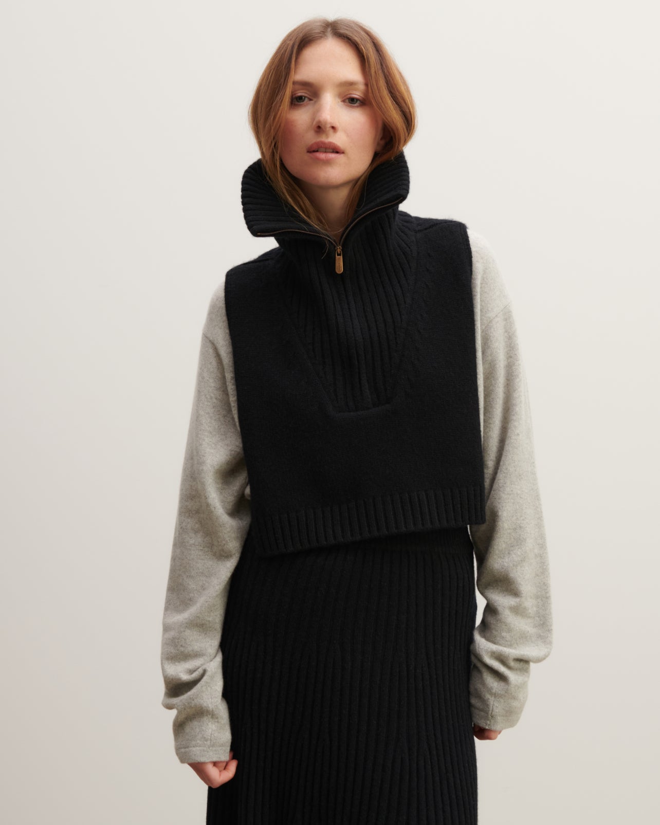 Plastron col camionneur-NOIR-100% cachemire