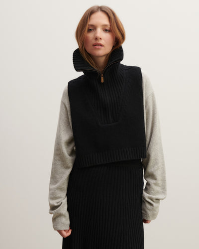 Plastron col camionneur-NOIR-100% cachemire