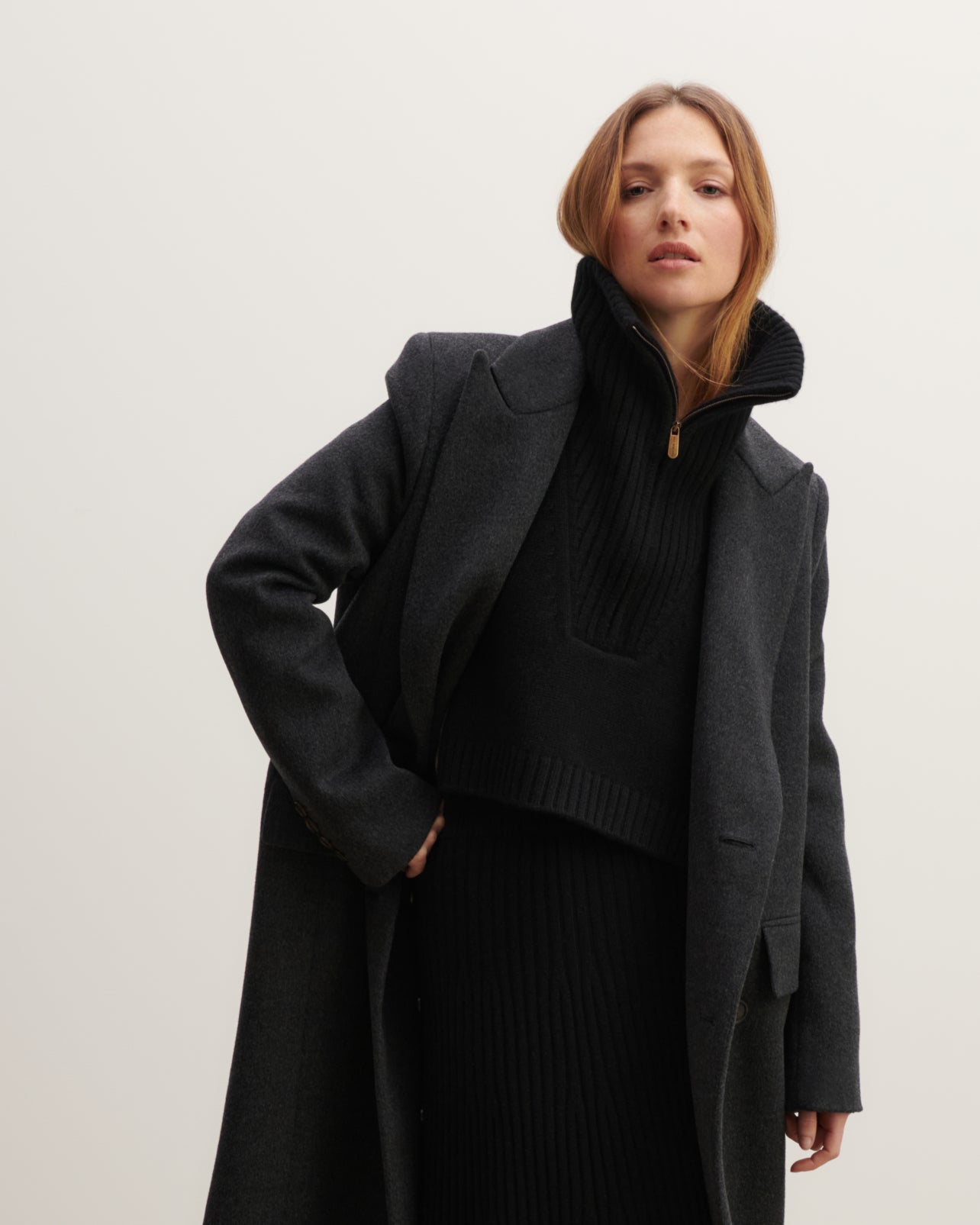 Plastron col camionneur-NOIR-100% cachemire