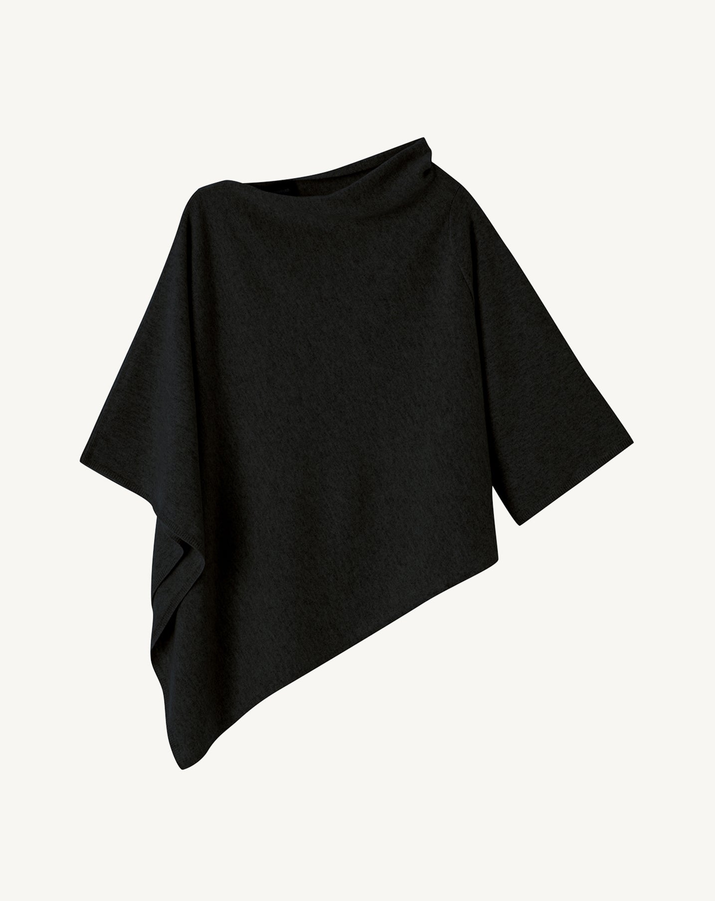 Poncho à manche unique-NOIR-100% cachemire