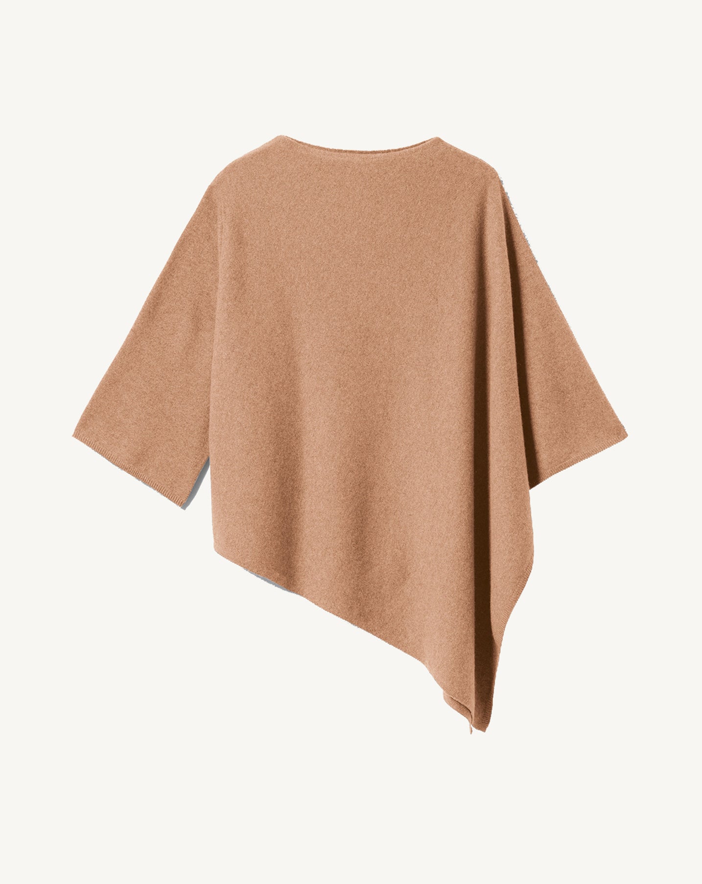 Poncho long à manche unique-CARAMEL-100% CACHEMIRE