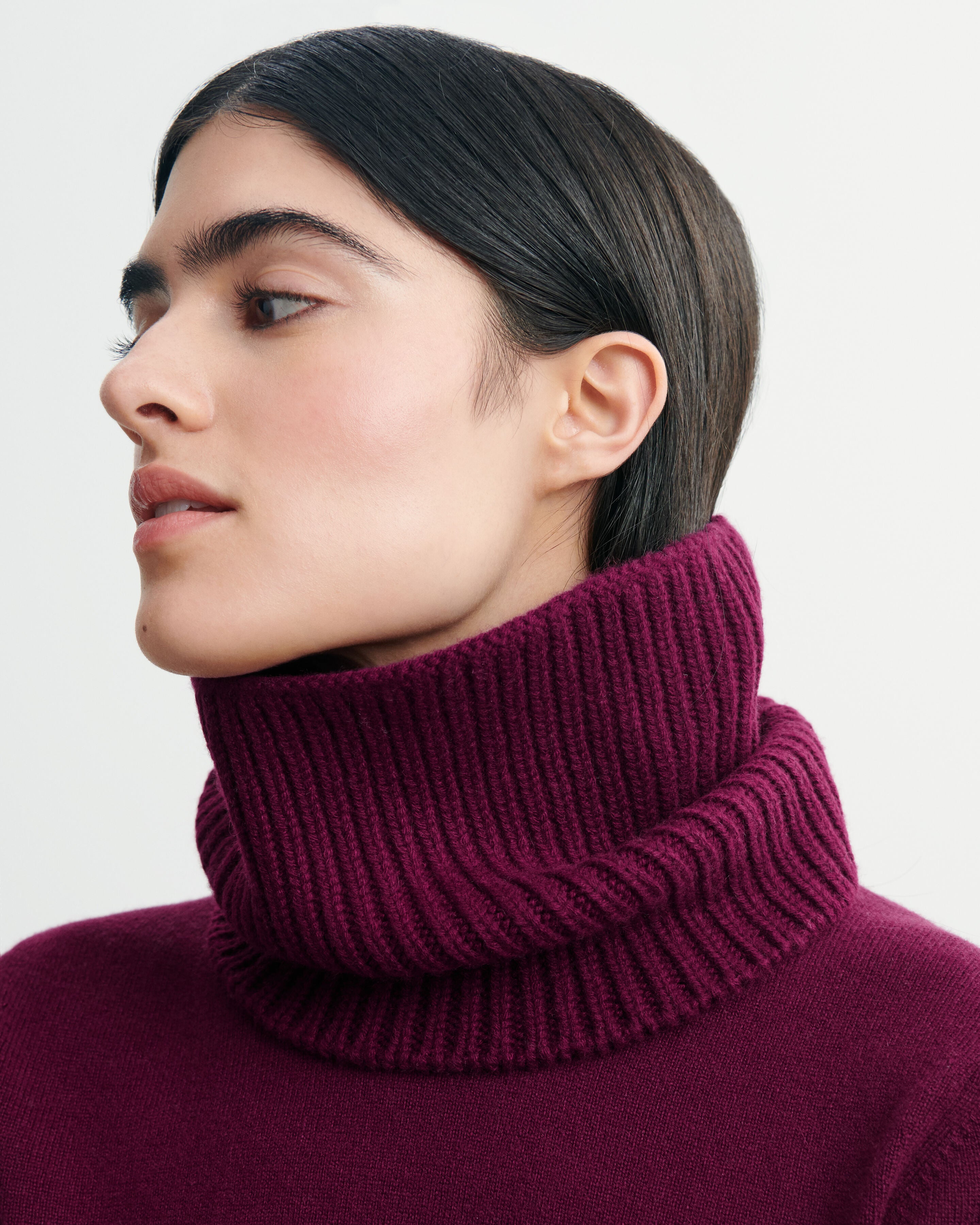 Tour de cou 12 fils-PRUNE DAMAS-100% cachemire