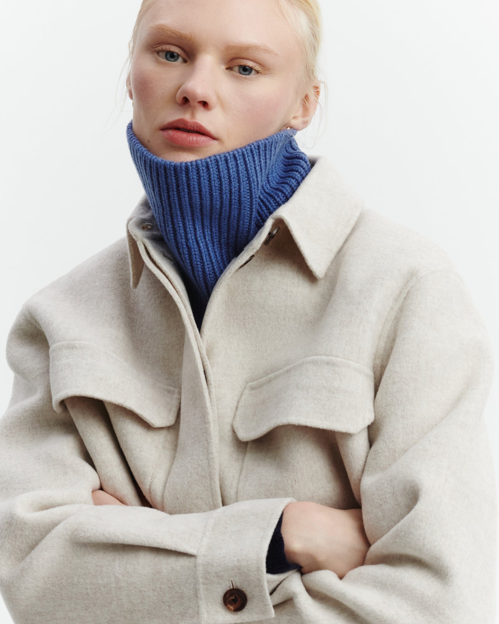 Tour de cou 12 fils-BLEU ATLAS-100% cachemire