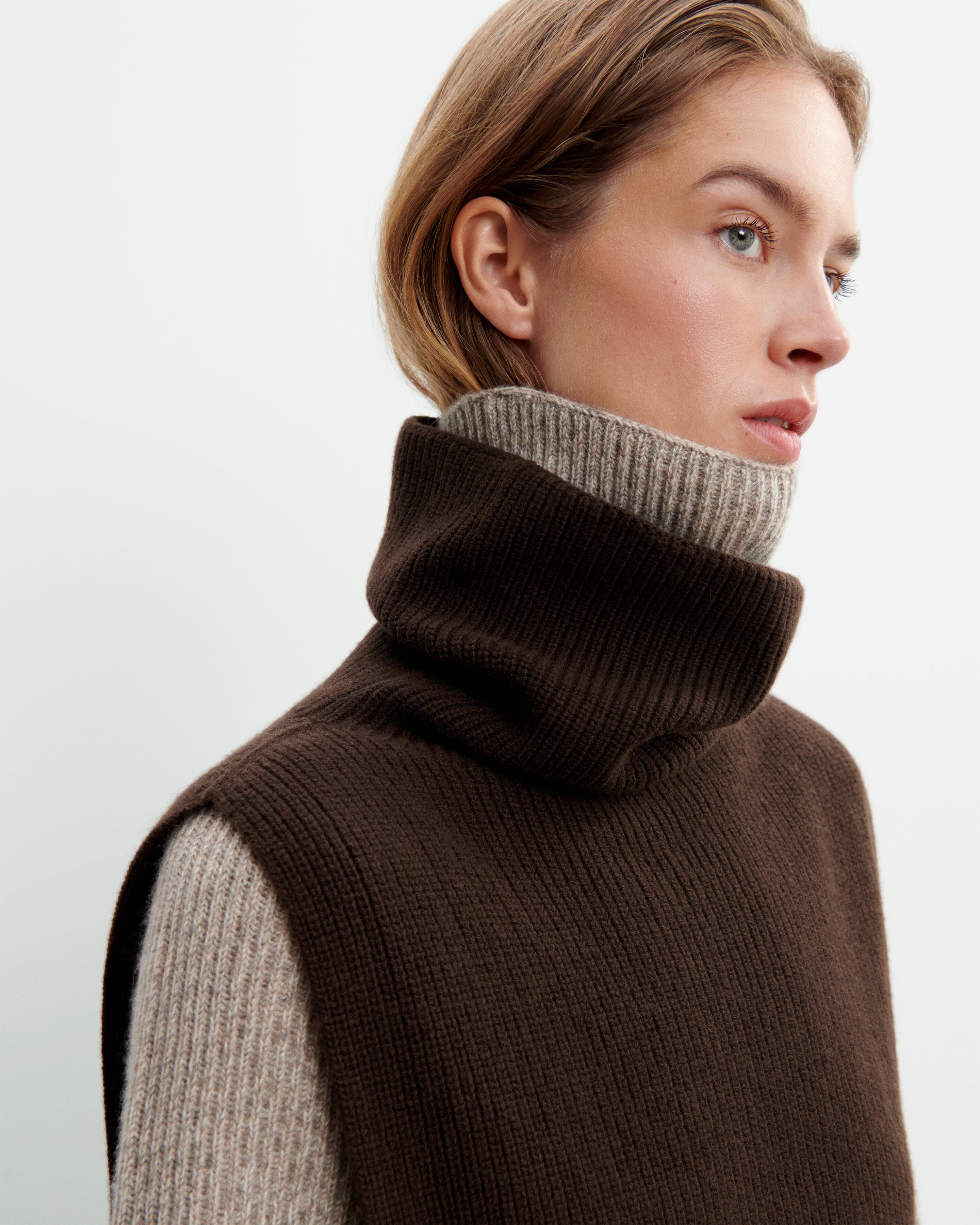 Plastron col roulé-CHOCOLAT-100% cachemire