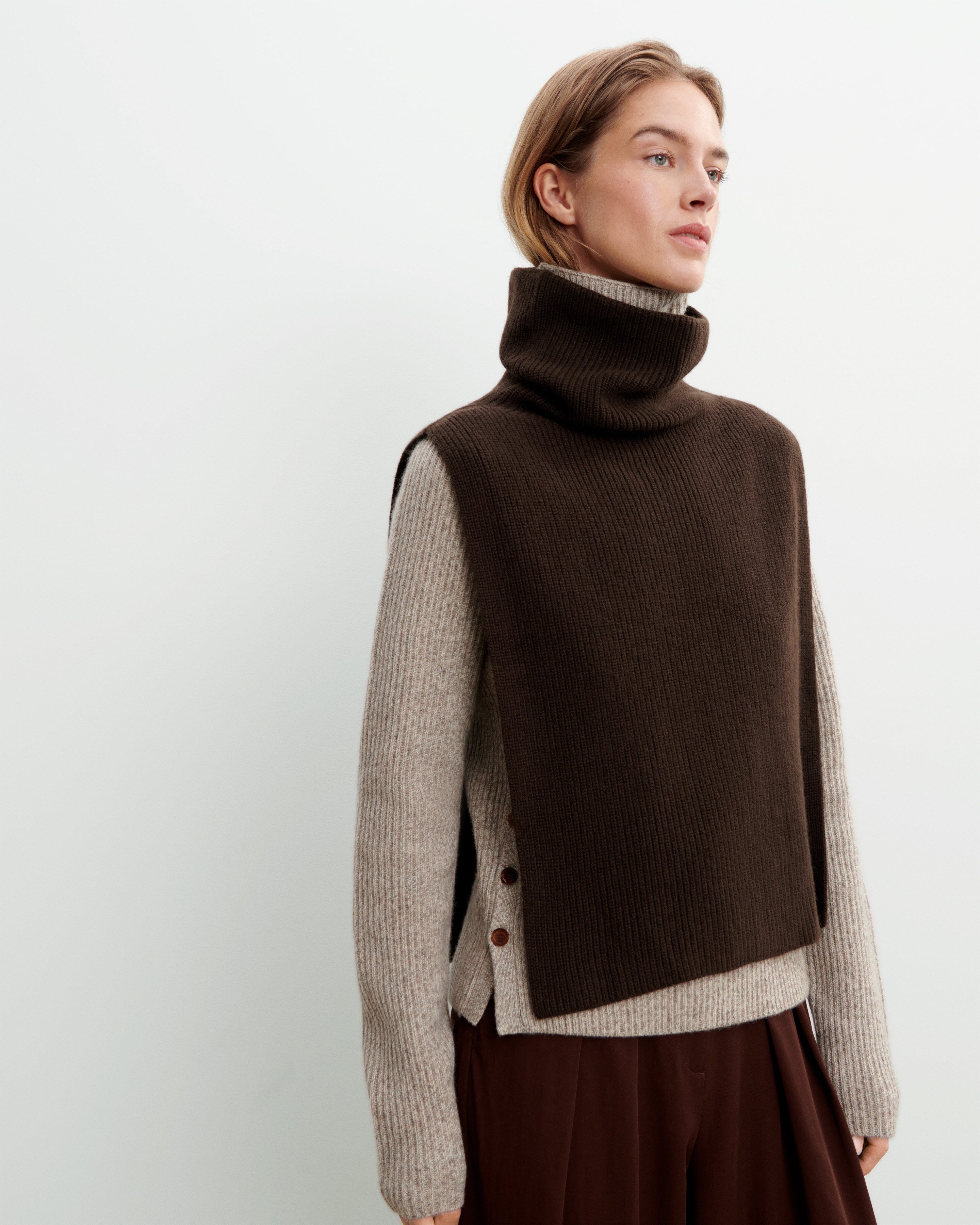 Plastron col roulé-CHOCOLAT-100% cachemire