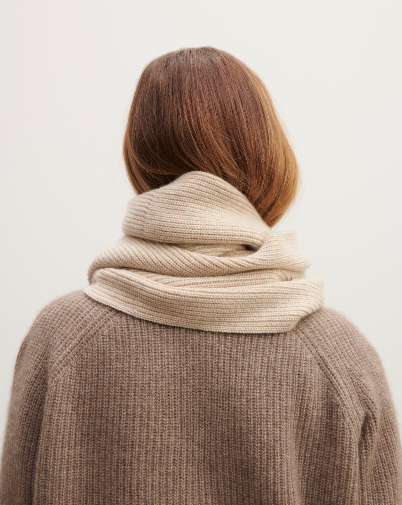 Ribbed snood in Cachemire Women oat beige | Eric Bompard