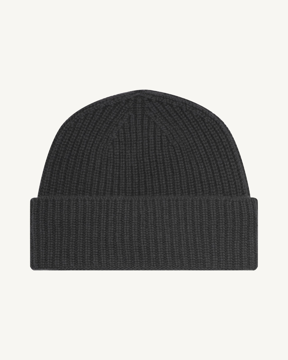 Bonnet à côtes-CHARBON-100% cachemire