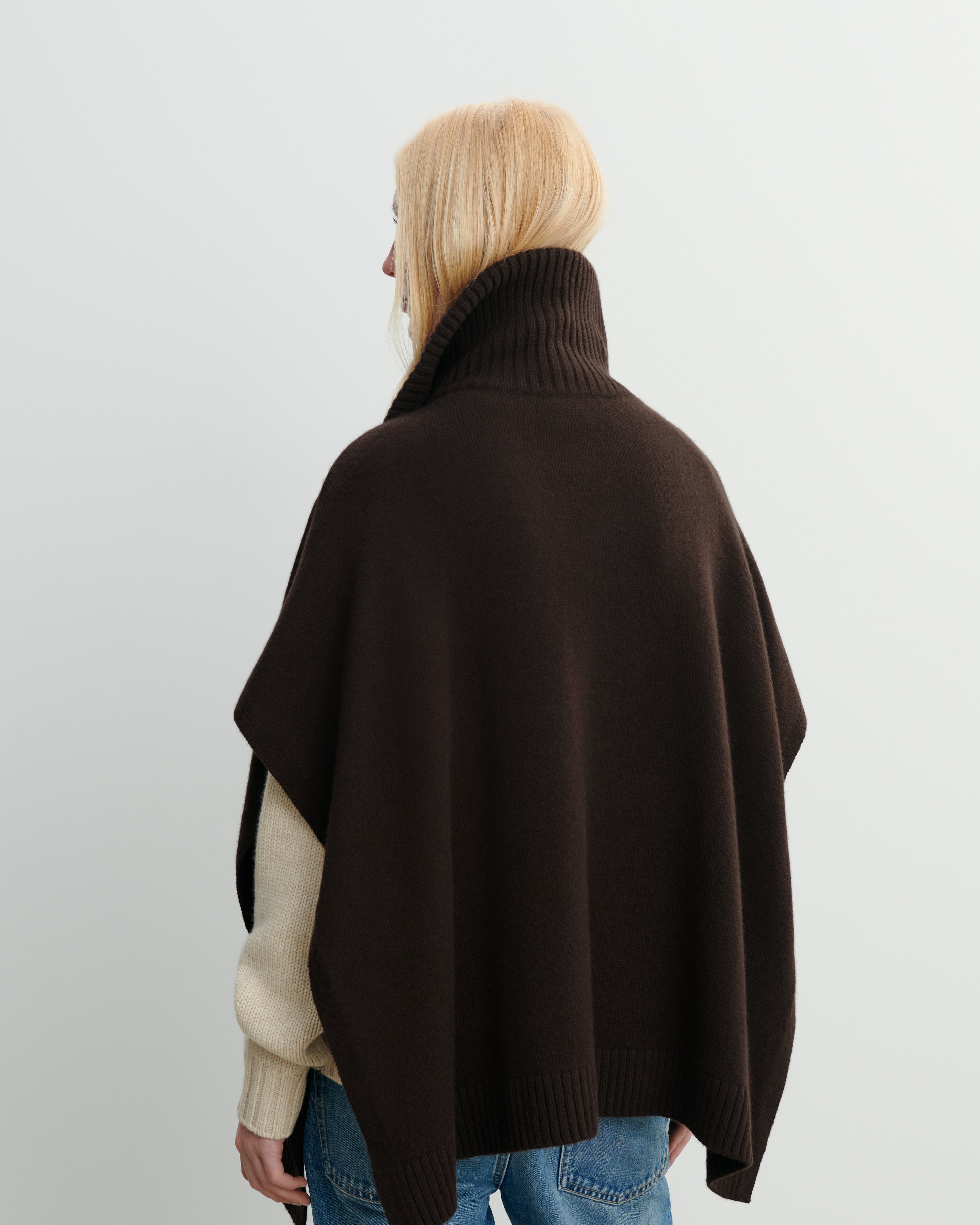 Poncho col camionneur-CHOCOLAT-100% cachemire