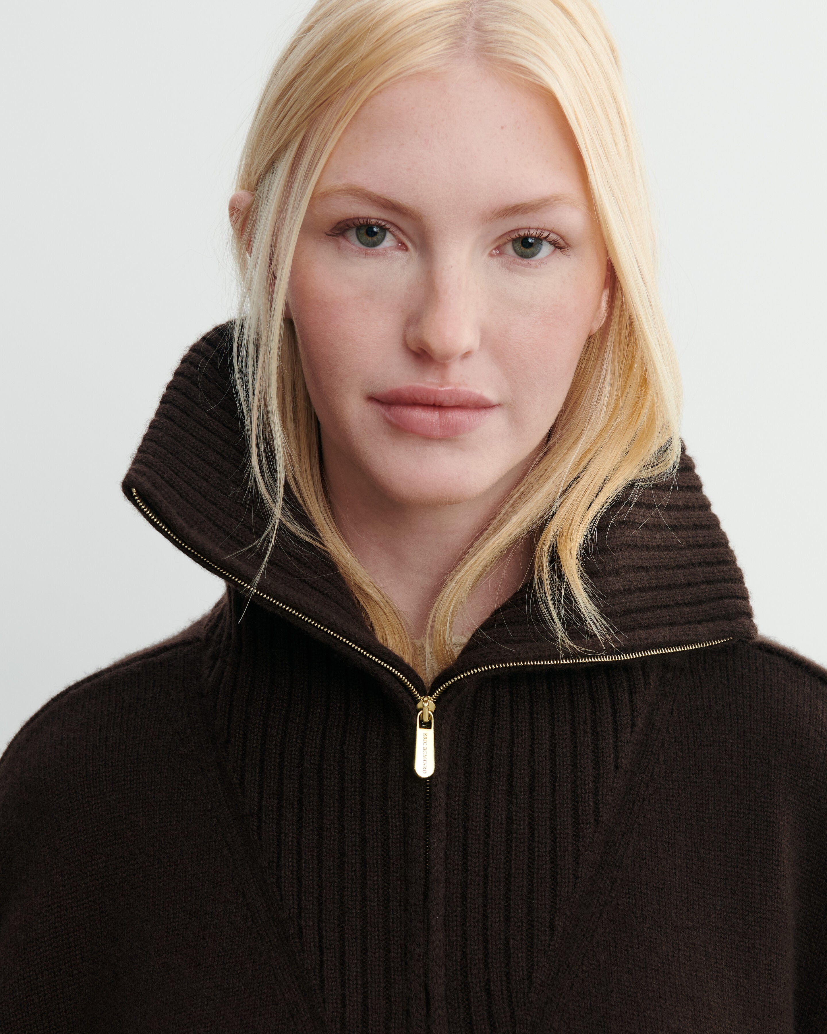 Poncho col camionneur-CHOCOLAT-100% cachemire