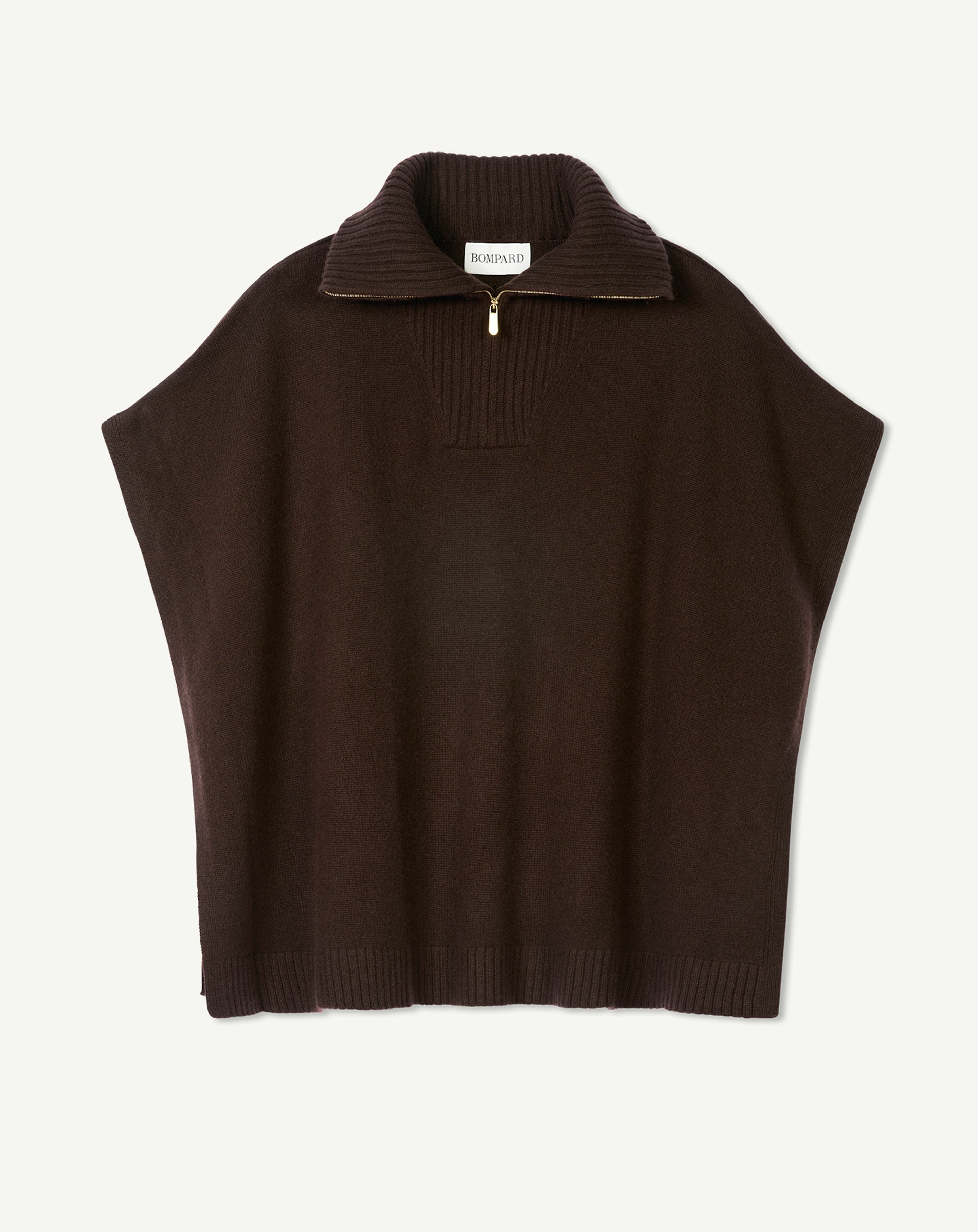 Poncho col camionneur-CHOCOLAT-100% cachemire